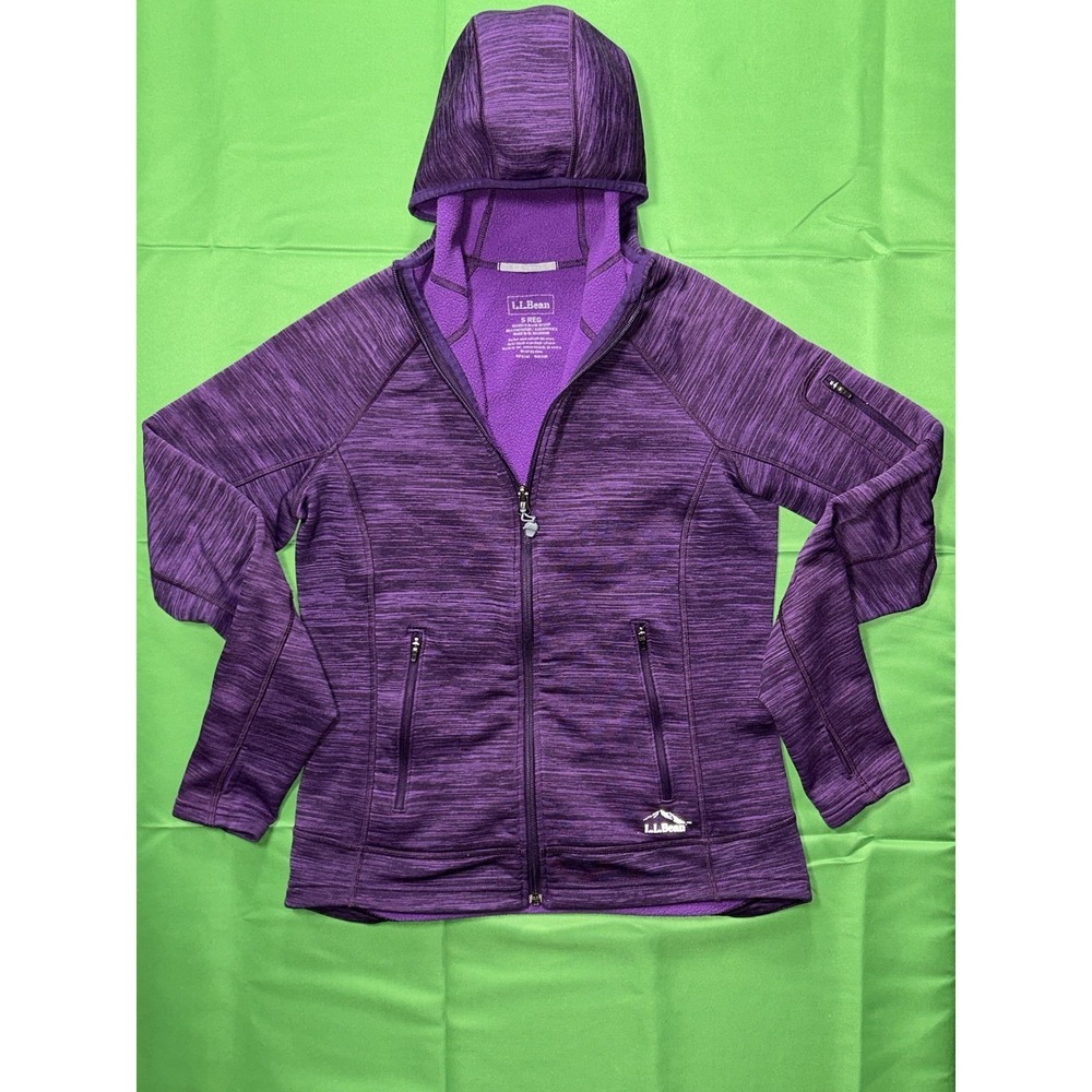 L.L. Bean Womens Purple Space-Dye Full-Zip Hooded Polartec Fleece Jacket S